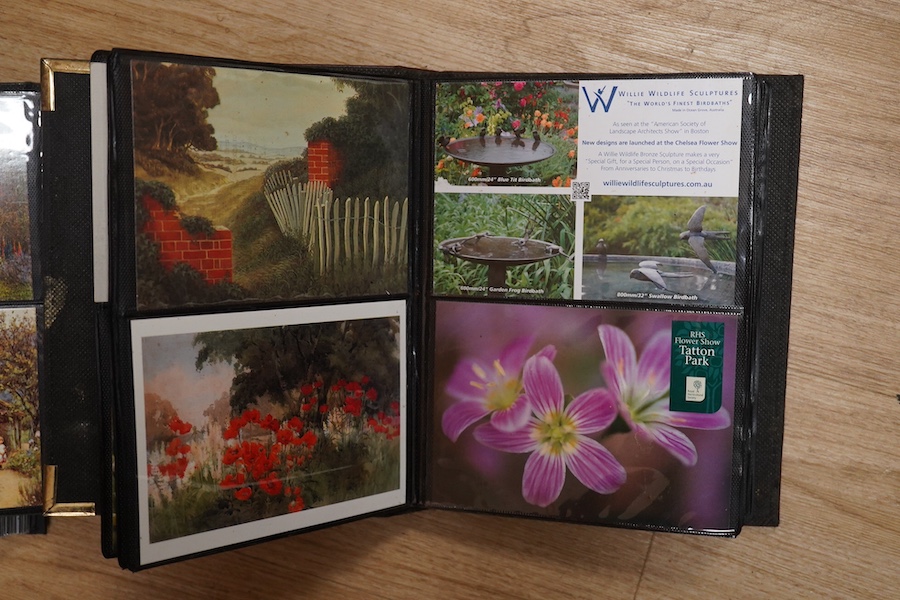 A quantity of various post cards arranged in three albums to include botanical interest. Condition - fair